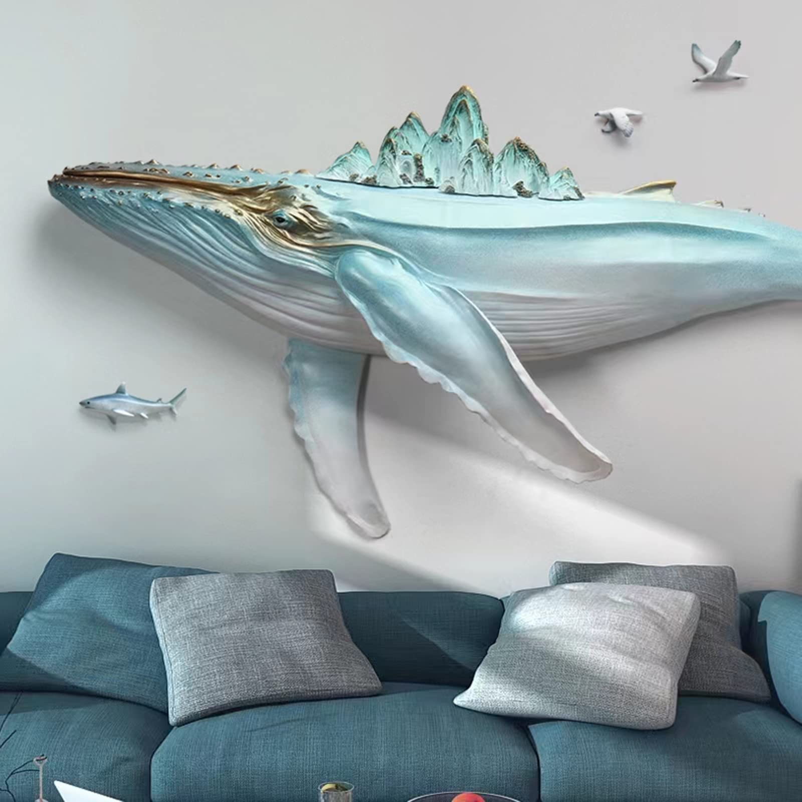 Amazon.co.jp: 3D ステレオ クジラ エンボス加工 壁掛け 壁掛け 彫刻